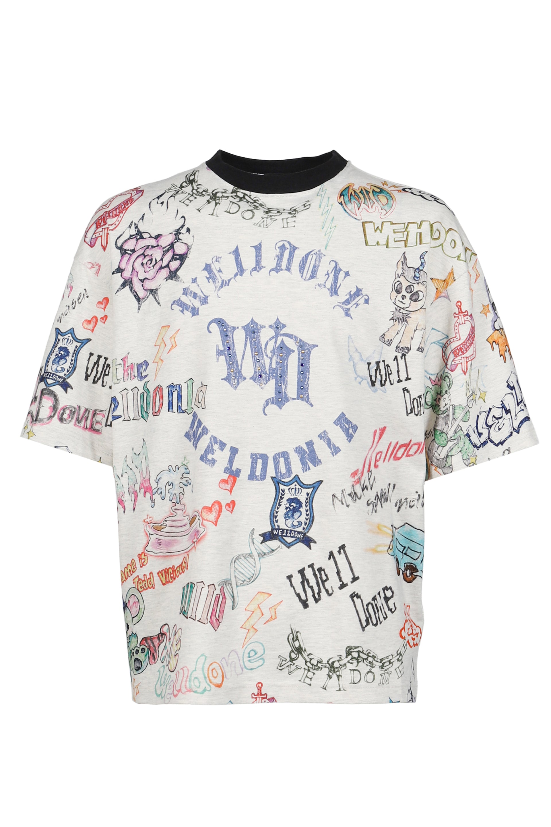 DOODLE PRINTED T-SHIRT / M/GREY