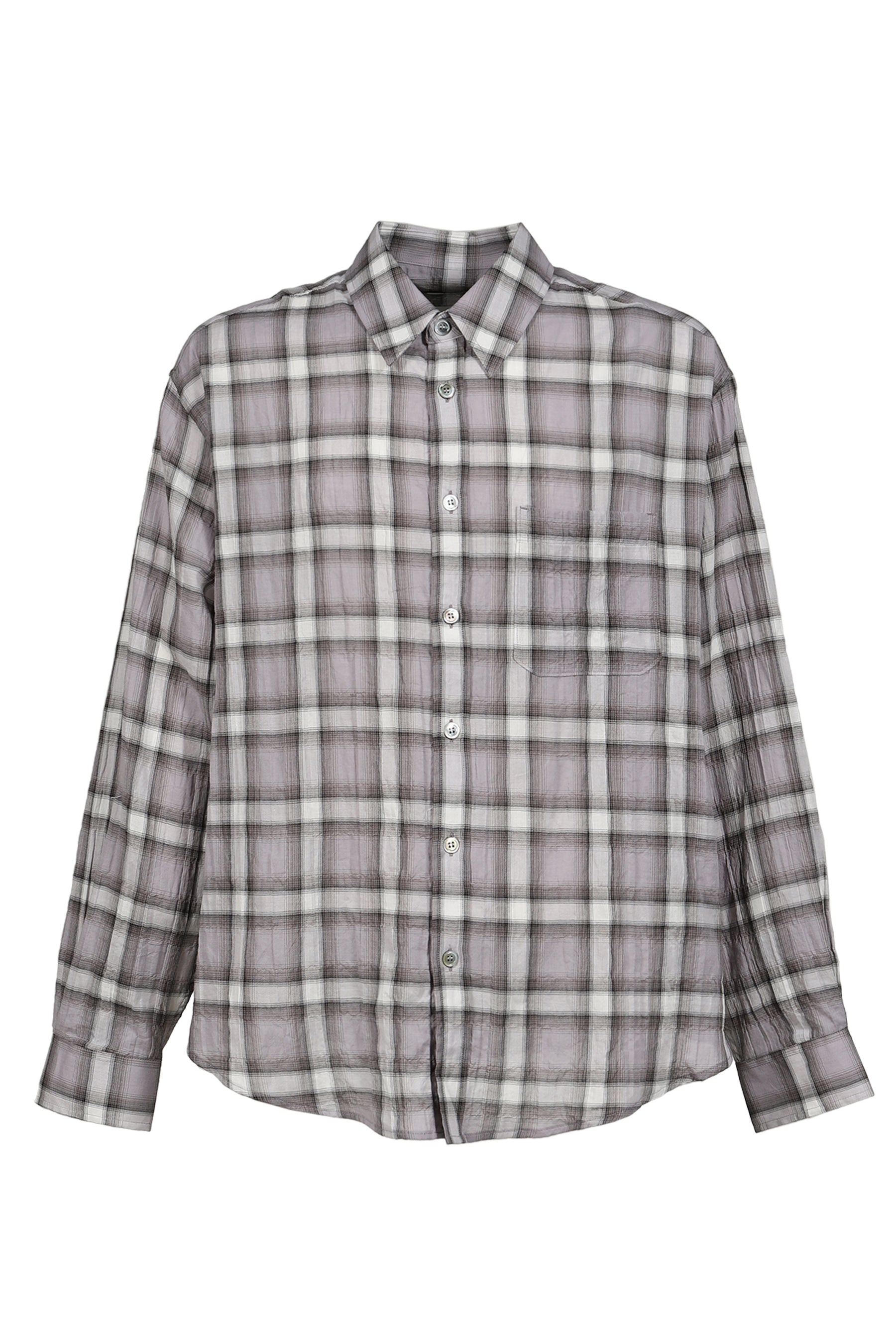 SEERSUCKER OMBRE CHECKERED SHIRT / PUR