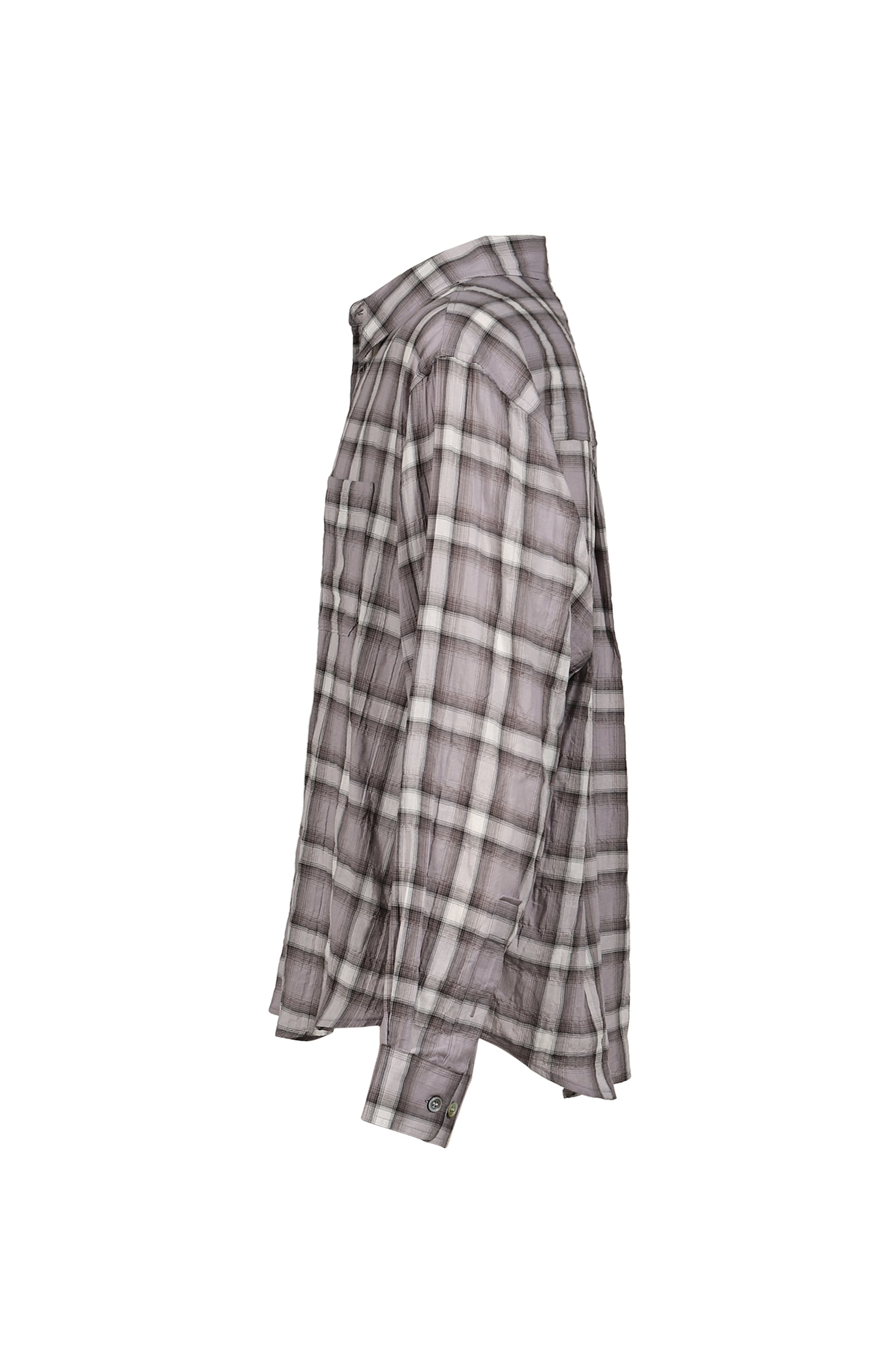 SEERSUCKER OMBRE CHECKERED SHIRT / PUR