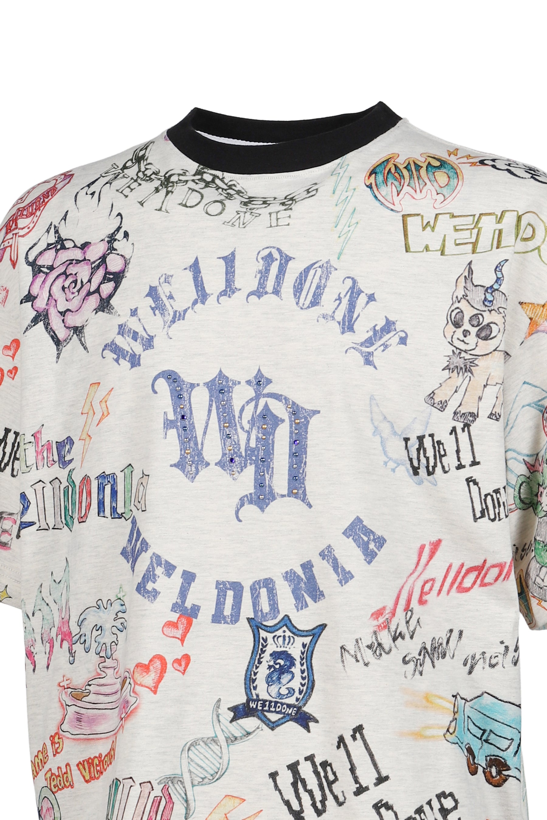 DOODLE PRINTED T-SHIRT / M/GREY