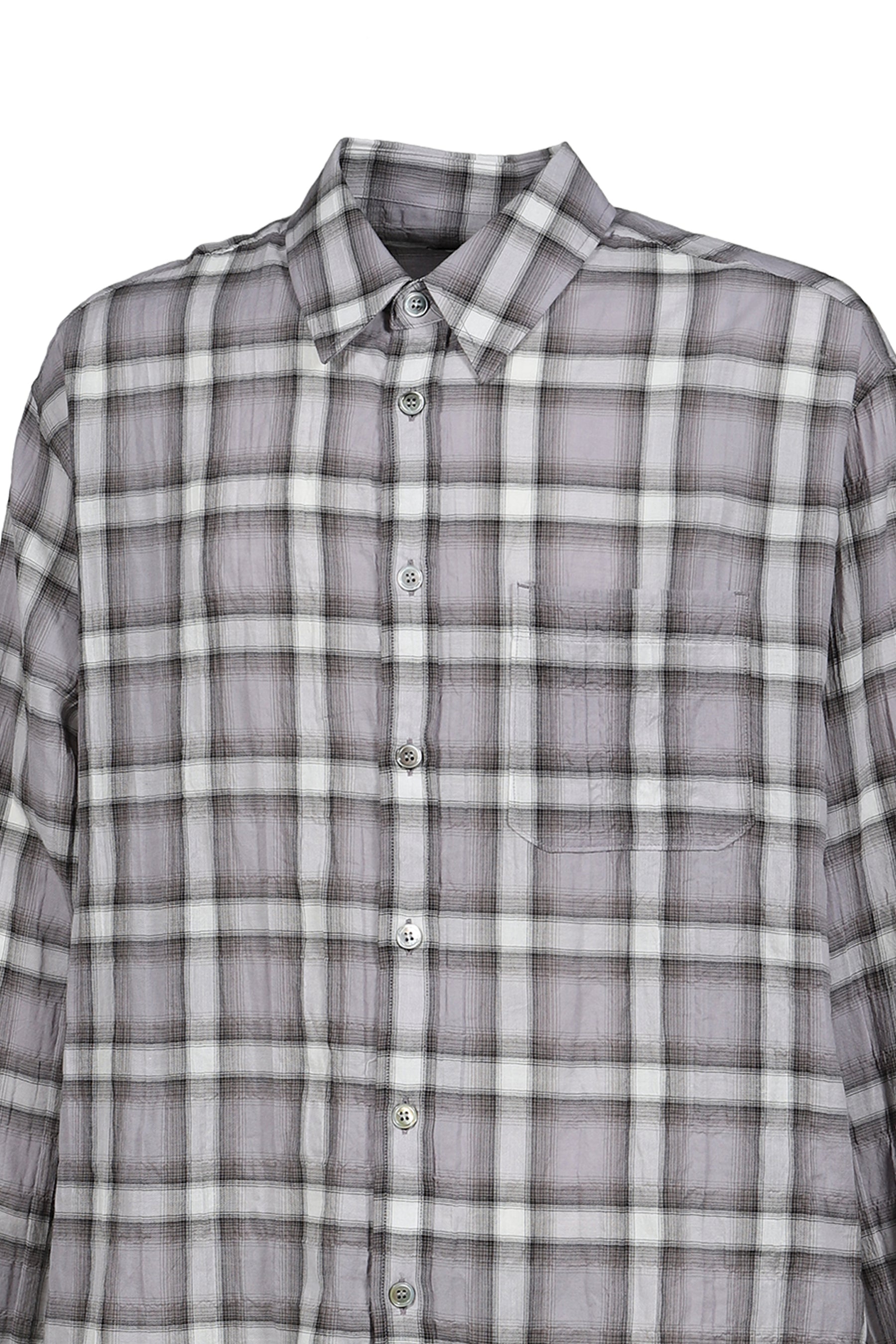 SEERSUCKER OMBRE CHECKERED SHIRT / PUR