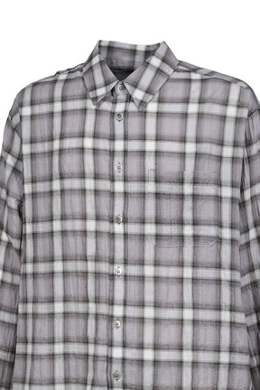 SEERSUCKER OMBRE CHECKERED SHIRT / PUR