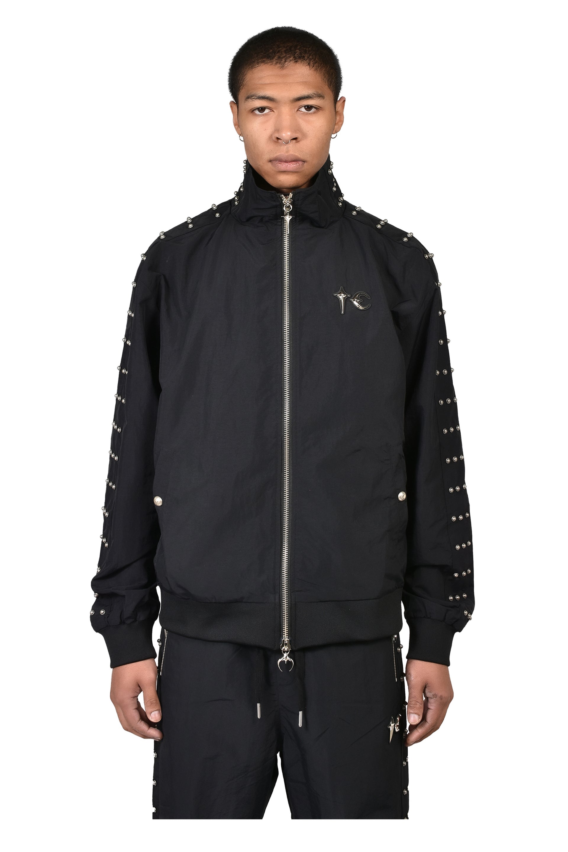 TRIPLE LINE STUD TRACK JACKET / BLK
