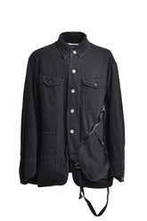 DENIM BAG COVERALLS  / BLK