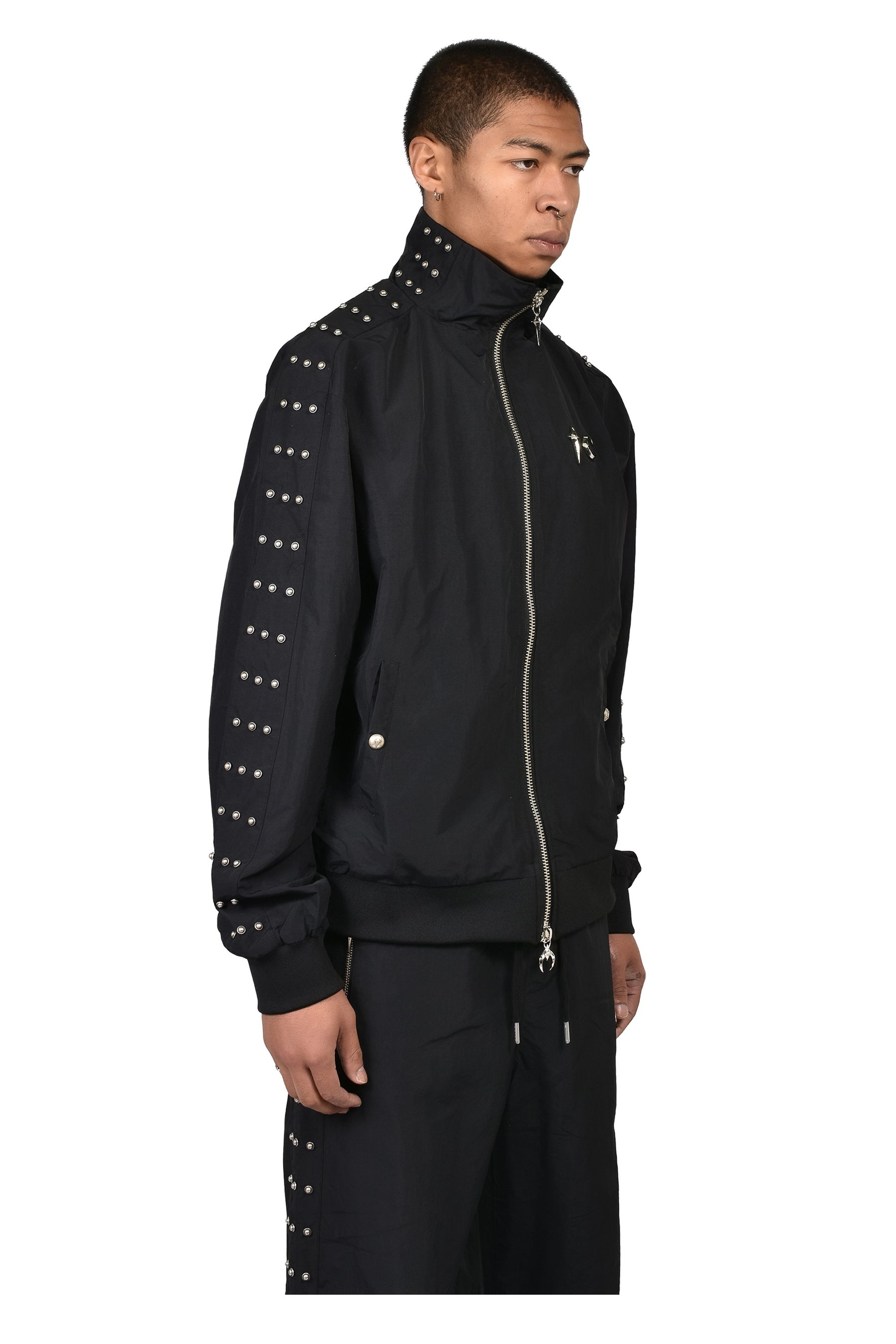 TRIPLE LINE STUD TRACK JACKET / BLK