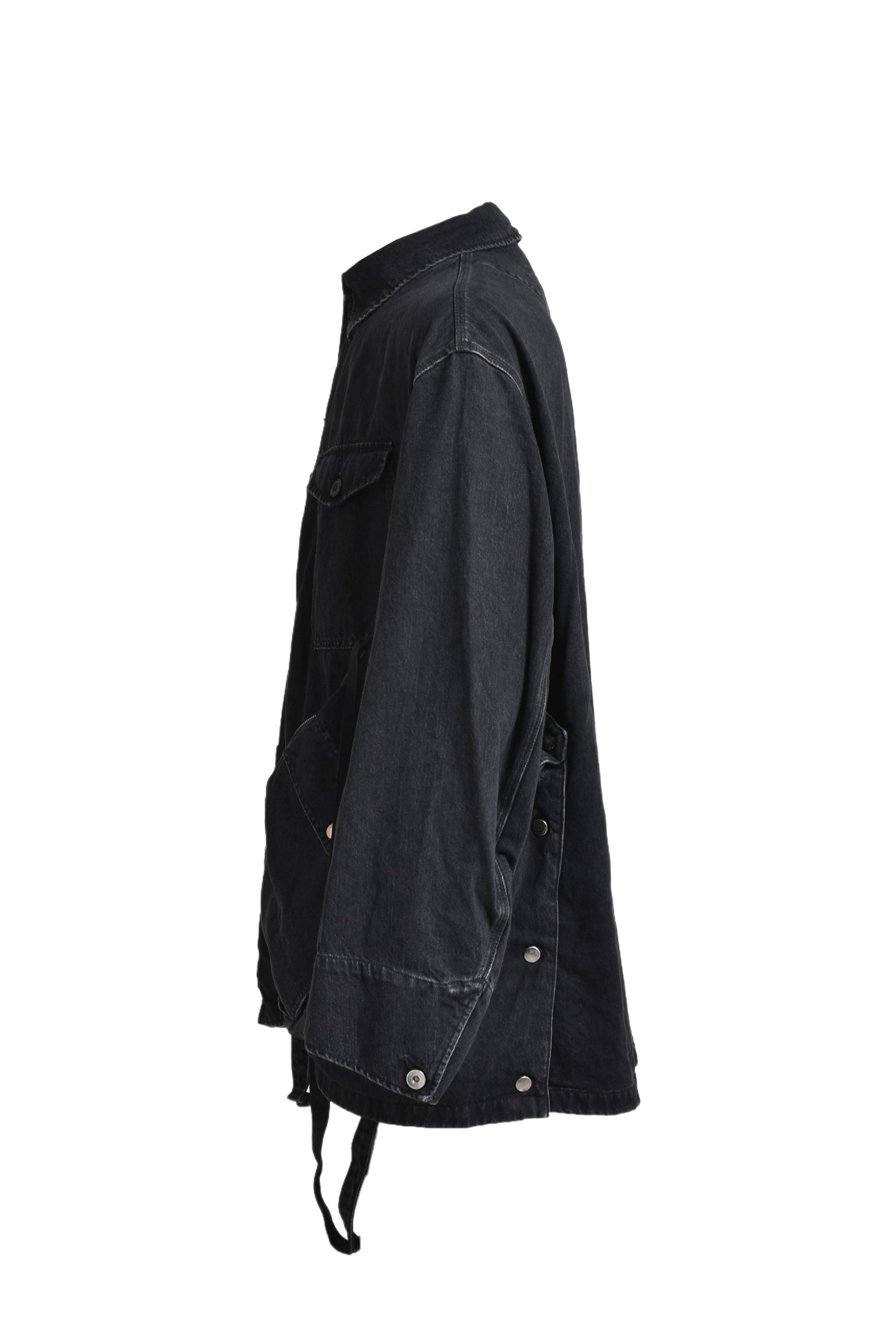 DENIM BAG COVERALLS  / BLK