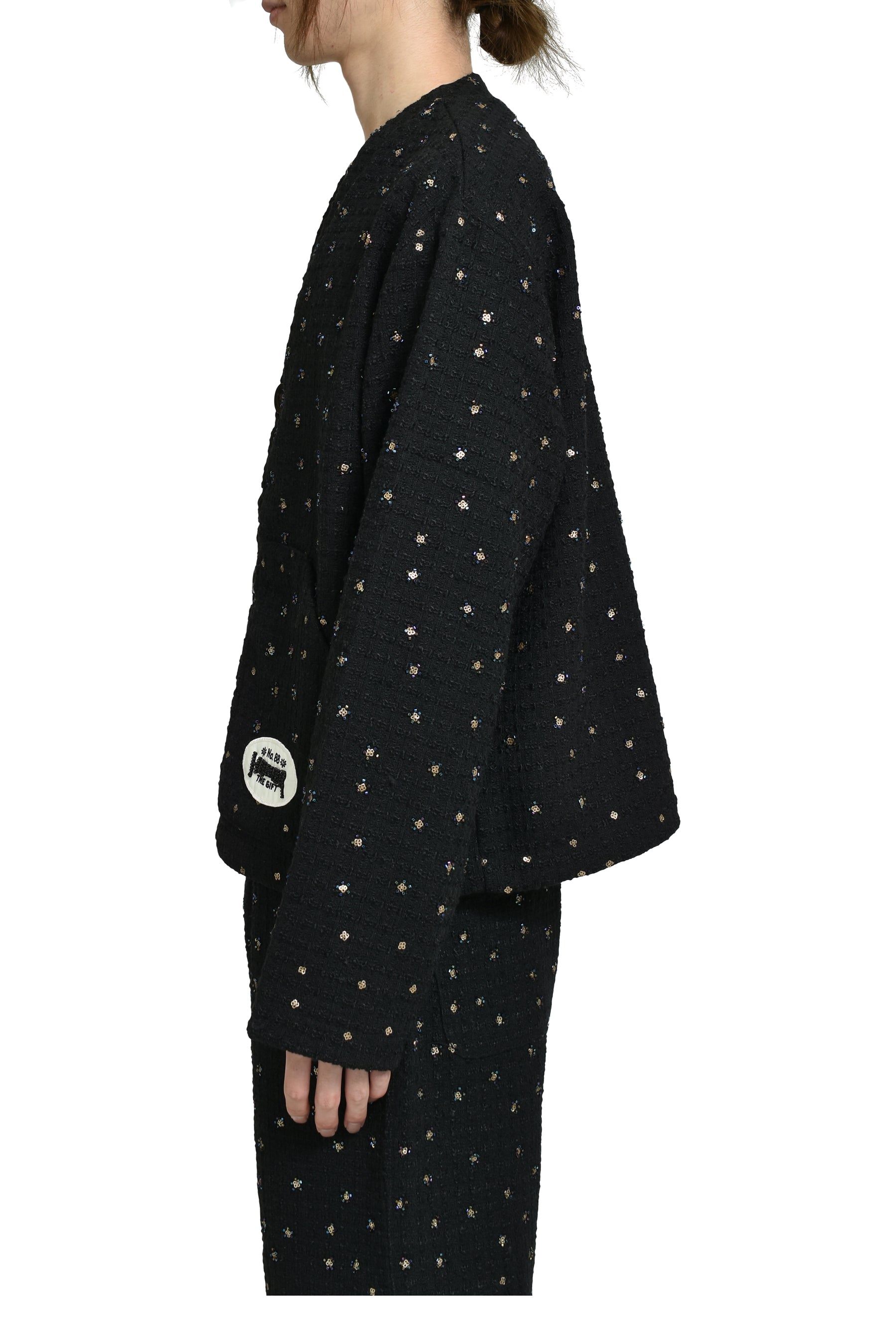 BEADED CARDIGAN / BLK