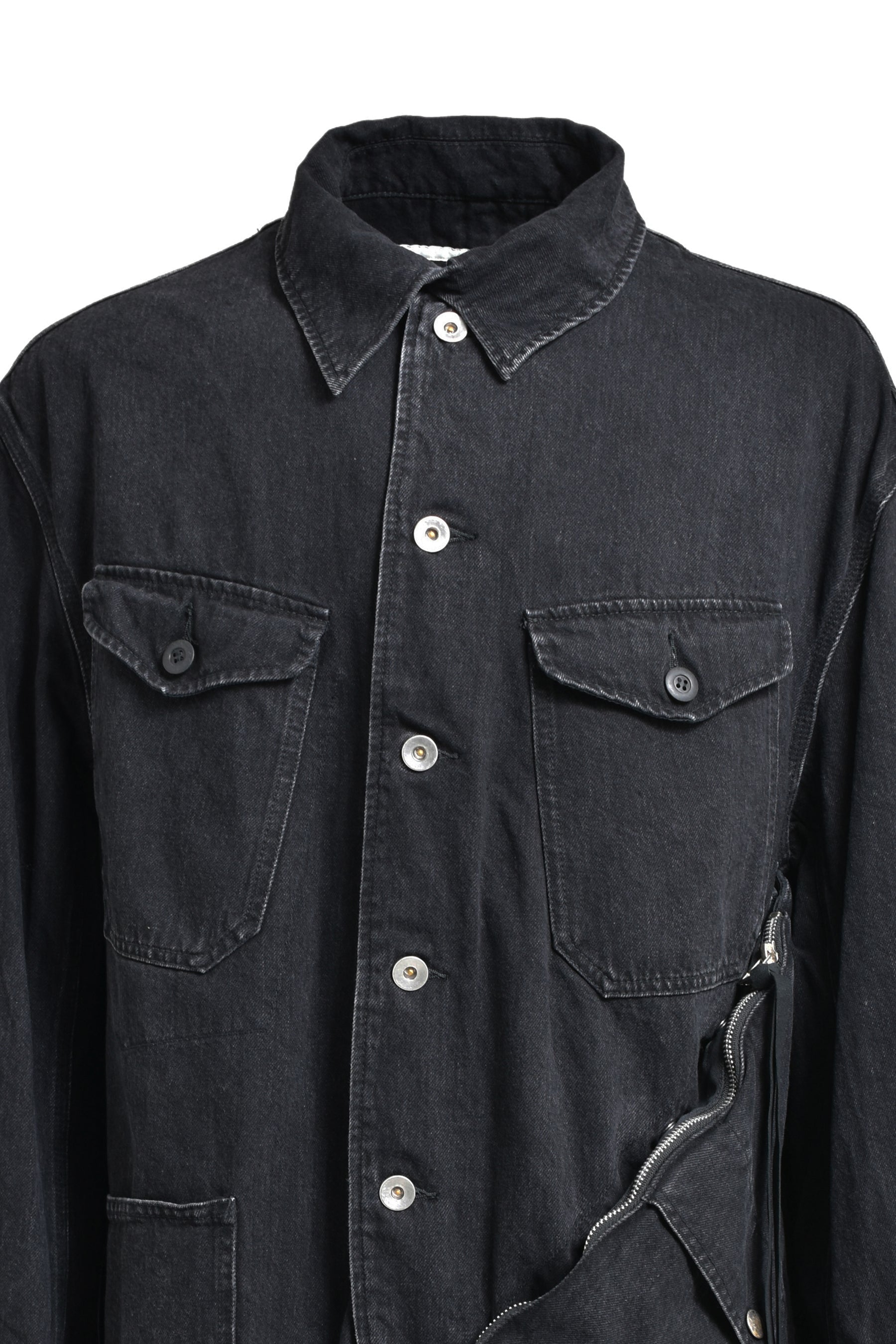 DENIM BAG COVERALLS  / BLK