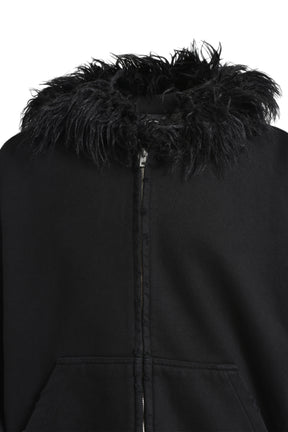 FUR HOODIE ZIP-UP / BLK