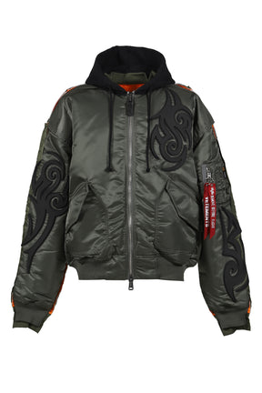 TRIBAL REWORKED BOMBER JACKET / GRN / BLK 