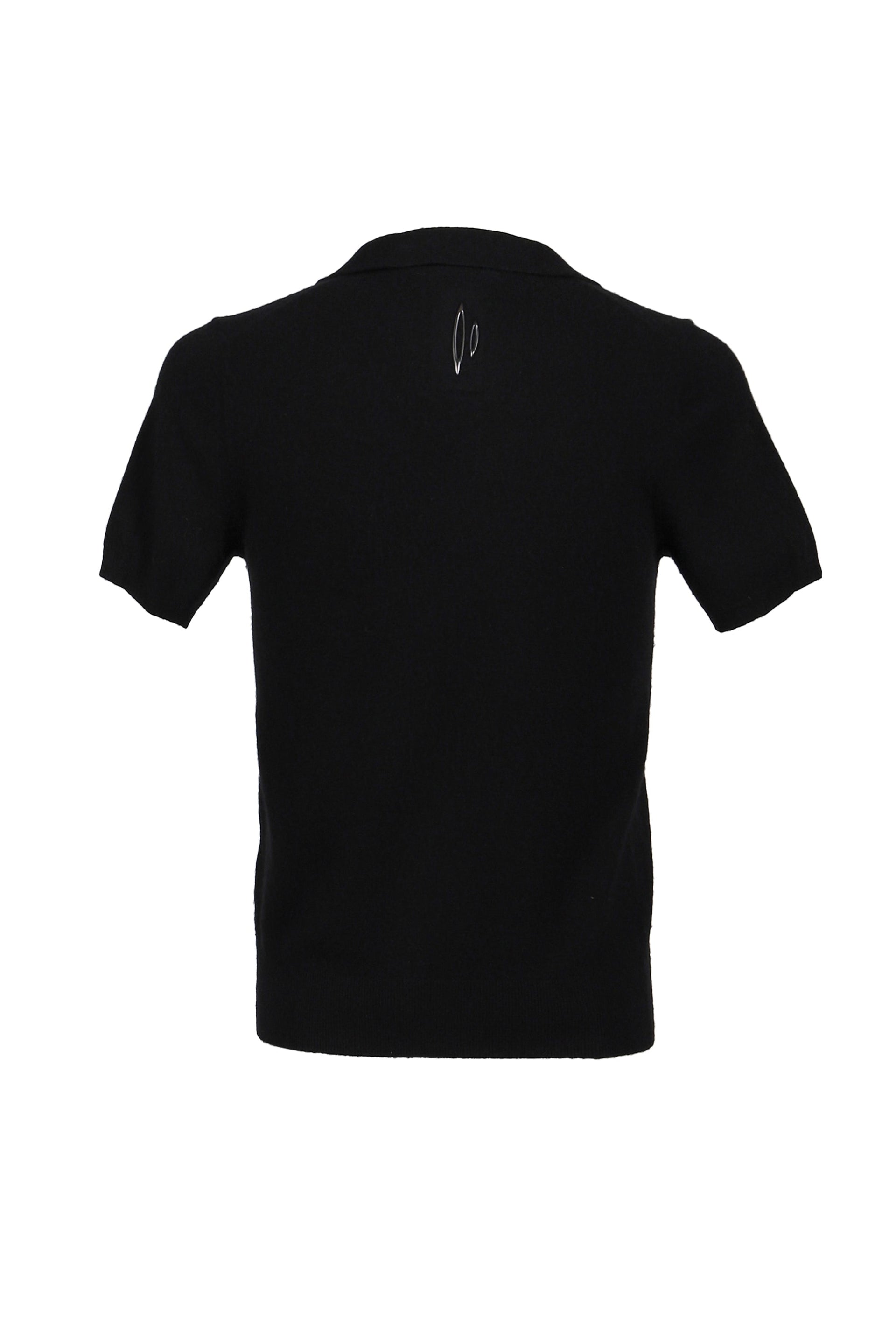 Izzy Du CASHMERE WOOL OPEN COLLAR SHIRT / BLK