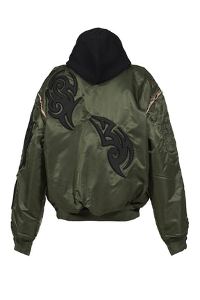 TRIBAL REWORKED BOMBER JACKET / GRN / BLK 