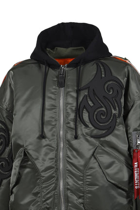 TRIBAL REWORKED BOMBER JACKET / GRN / BLK 