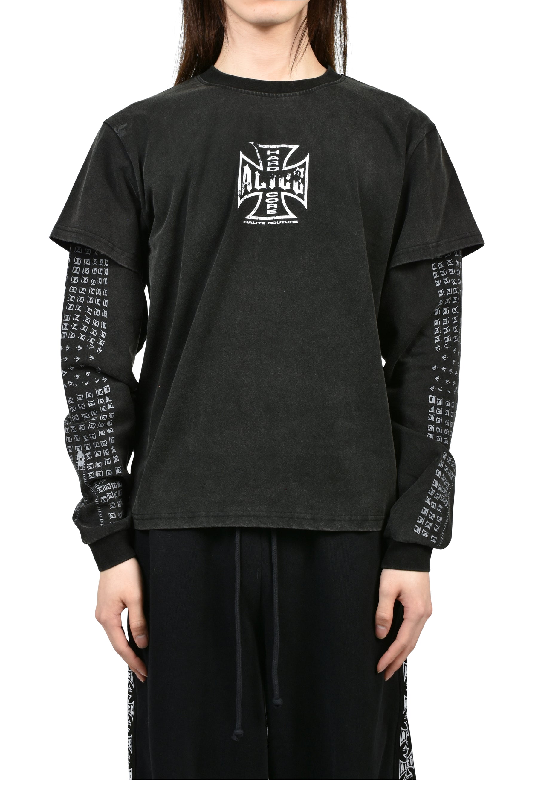 MOTO COUTURE LAYERED LS T-SHIRT (EXCLUSIVE) / BLK