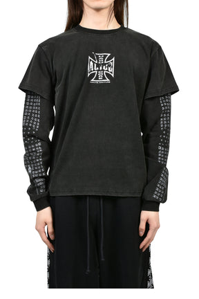 MOTO COUTURE LAYERED LS T-SHIRT (EXCLUSIVE) / BLK