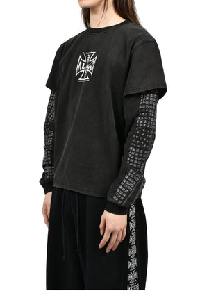 MOTO COUTURE LAYERED LS T-SHIRT (EXCLUSIVE) / BLK