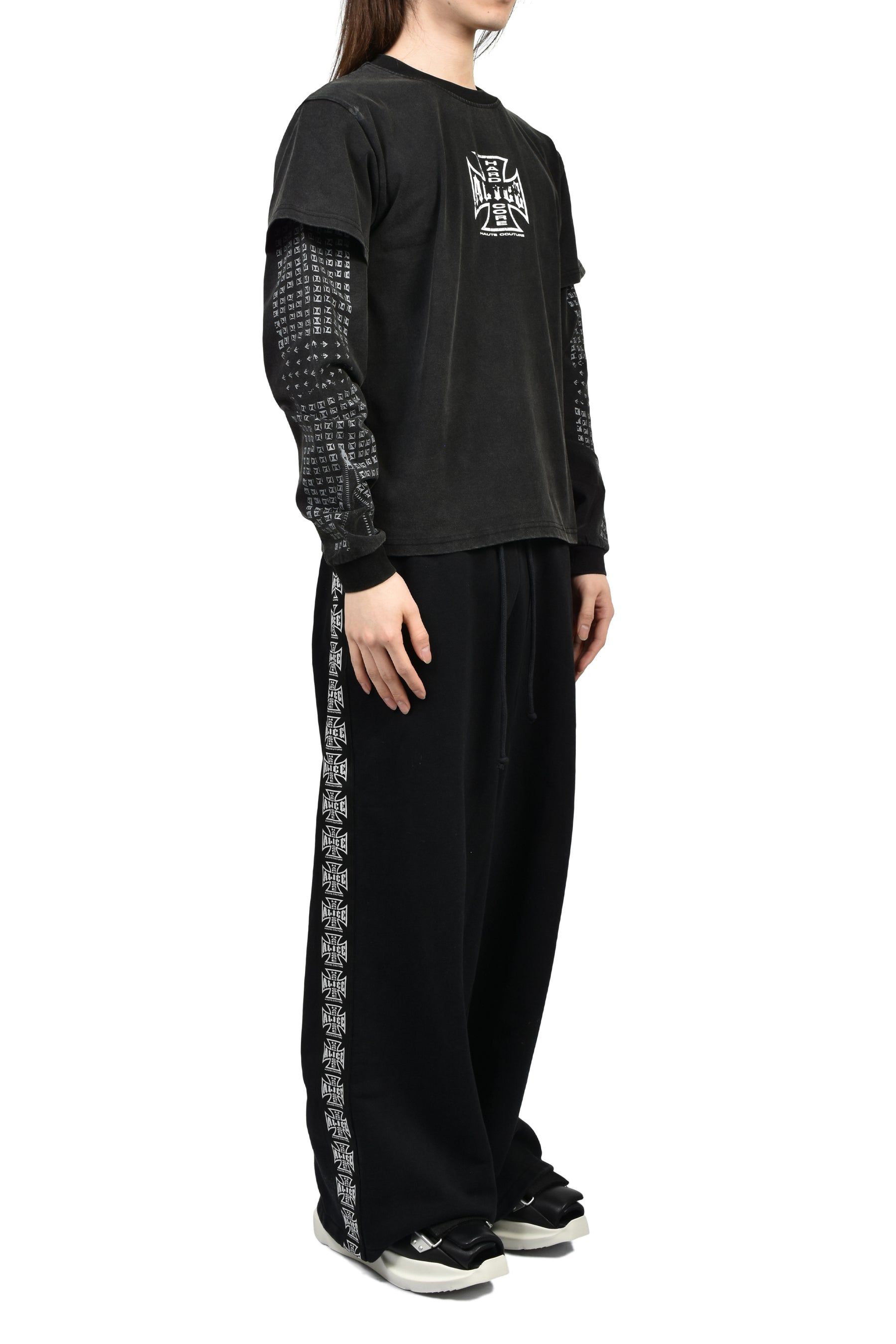 MOTO COUTURE LAYERED LS T-SHIRT (EXCLUSIVE) / BLK