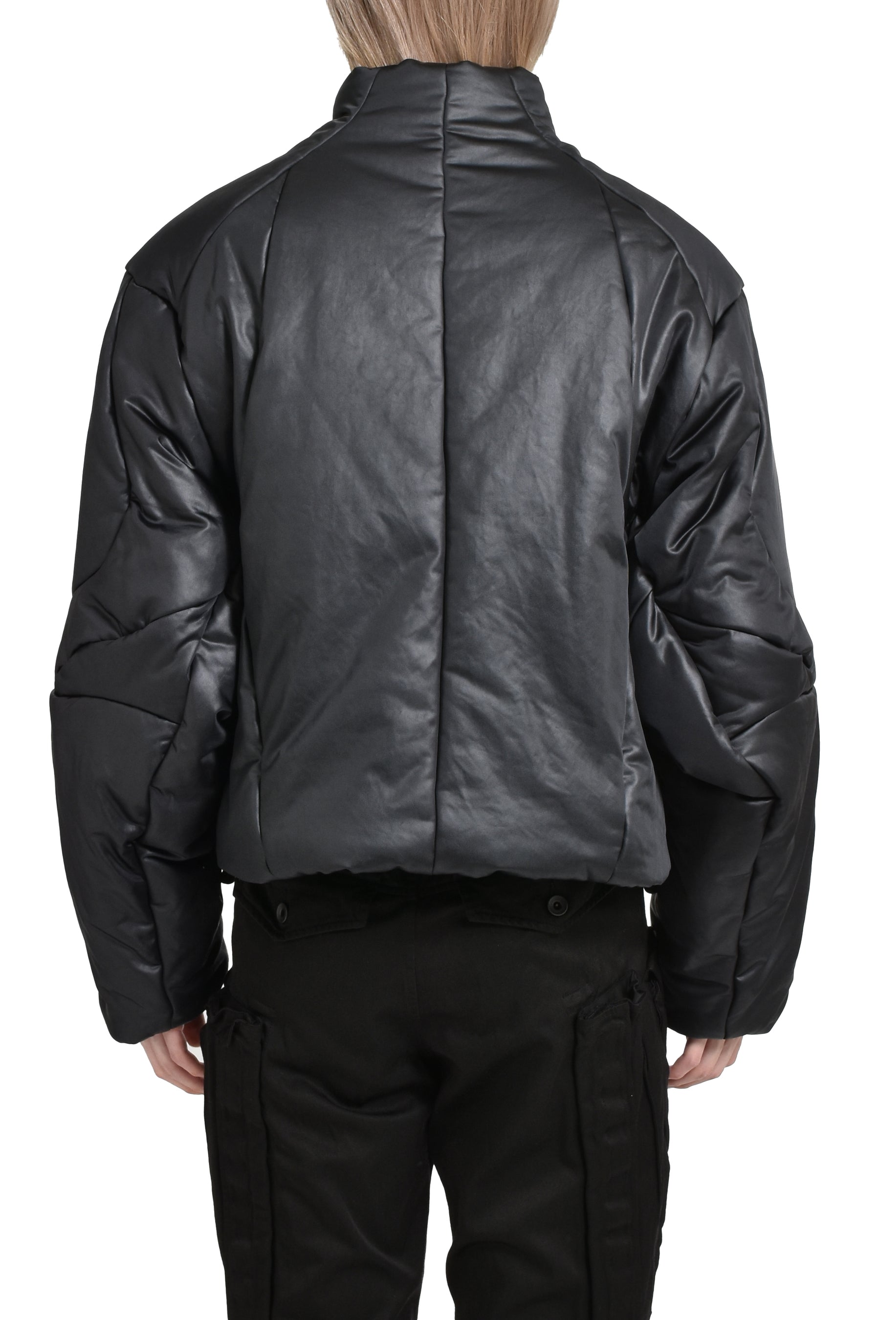 COATED SATIN PADDED BLOUSON / BLK