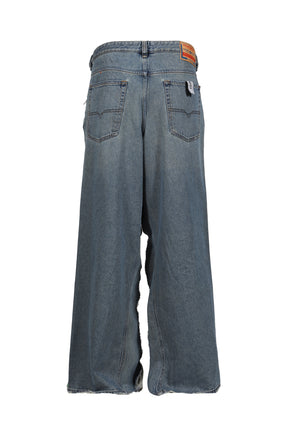 BLUE DENIM BLUE OVERSIZED JEAN - BELT / IND 