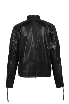 EMBOSSED LEATHER BIKER JACKET / BLK