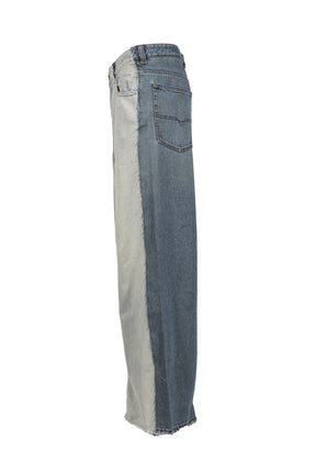 BLUE DENIM BLUE OVERSIZED JEAN - BELT / IND 