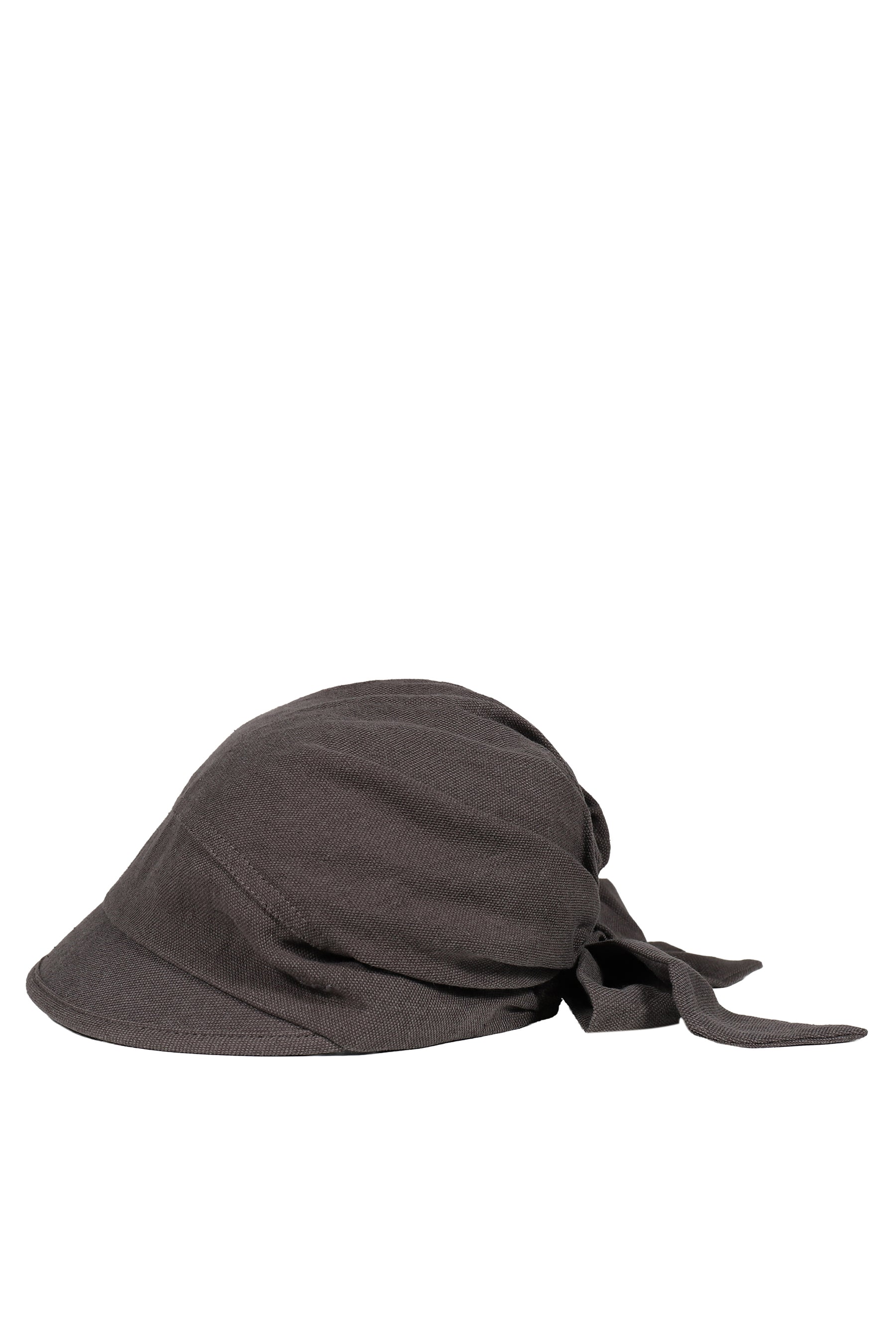 LINEN TIE-UP HAT / CHARCOAL