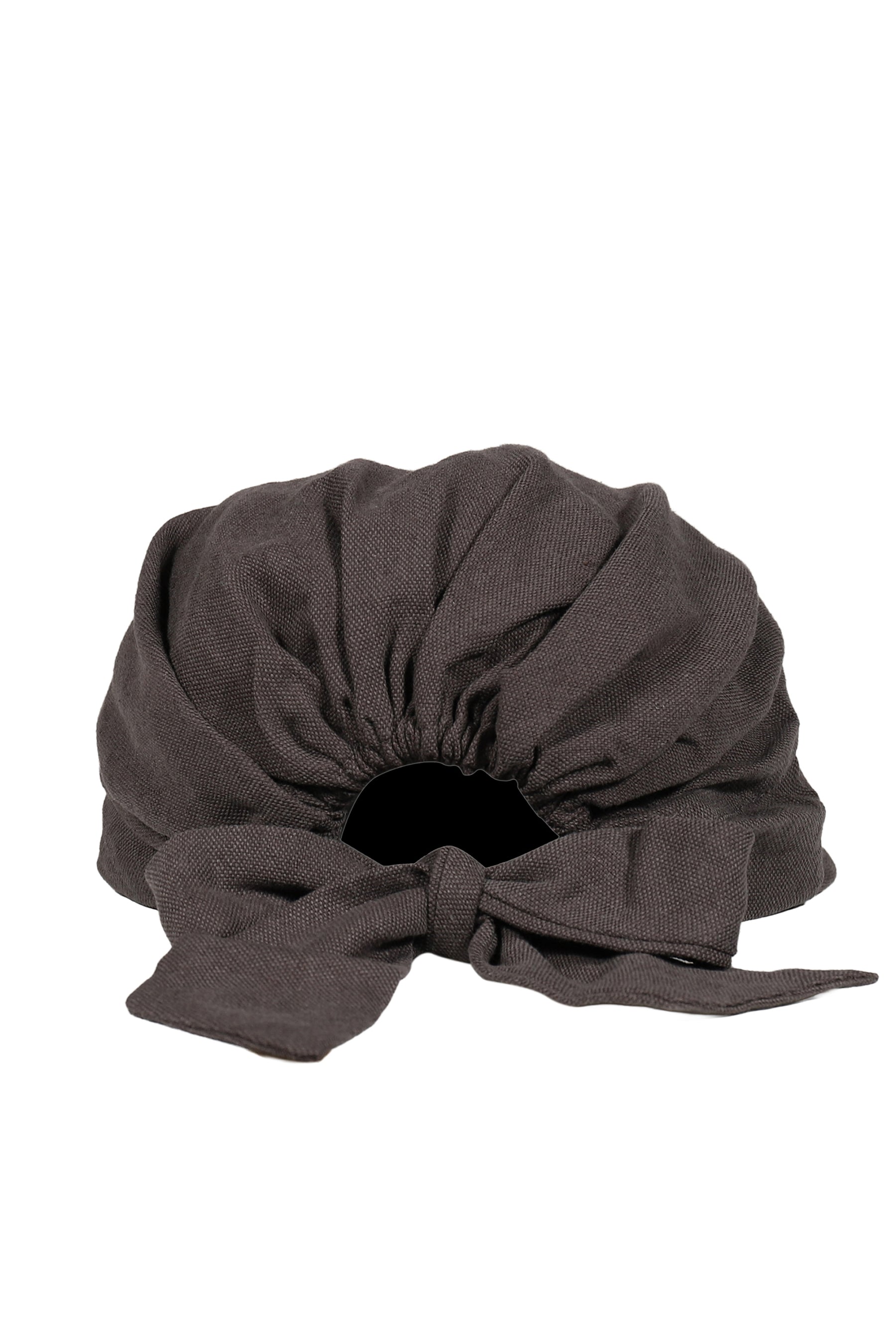 LINEN TIE-UP HAT / CHARCOAL