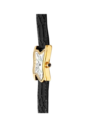 SQUARE MELTING WATCH LARGE / GOLD WHT BLK