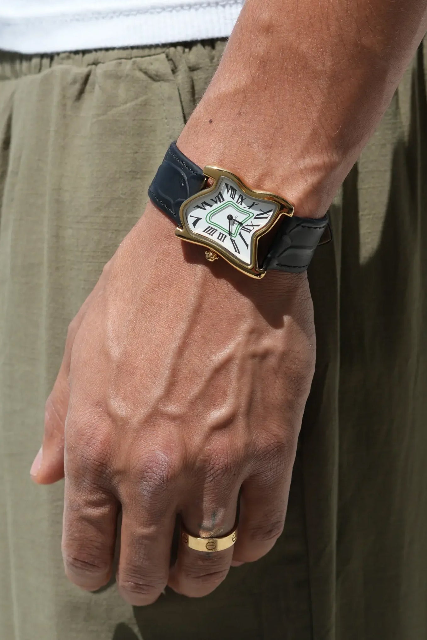 Laphont ラフォン FW25 SQUARE MELTING WATCH LARGE / GOLD WHT BLK