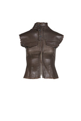 GLAZED DENIM ZIP TOP / BRW