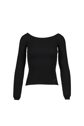 OFF SHOULDER RIB KNIT TOP / BLK