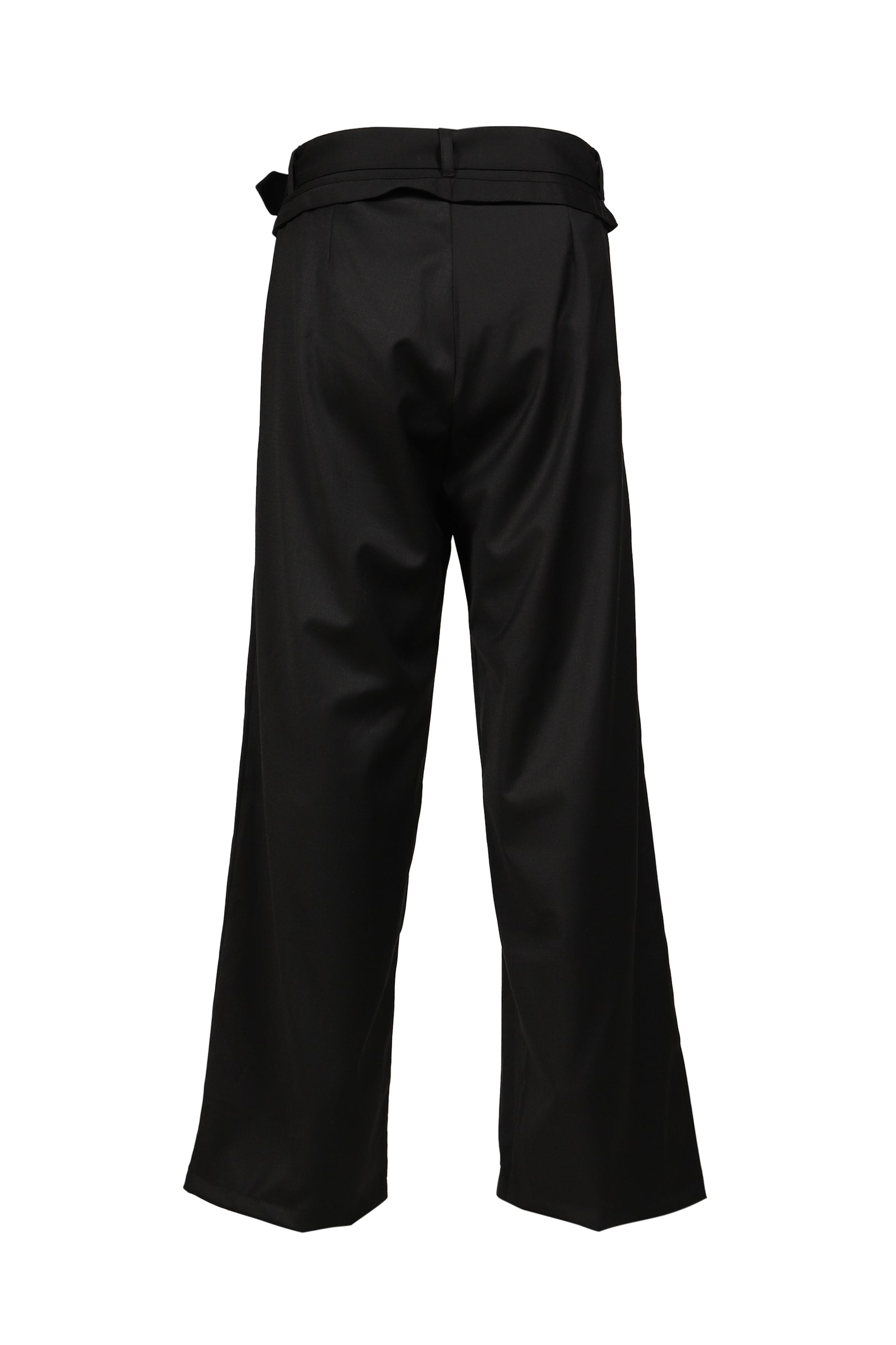 DOUBLE-BELT PLEATED TROUSERS / BLK