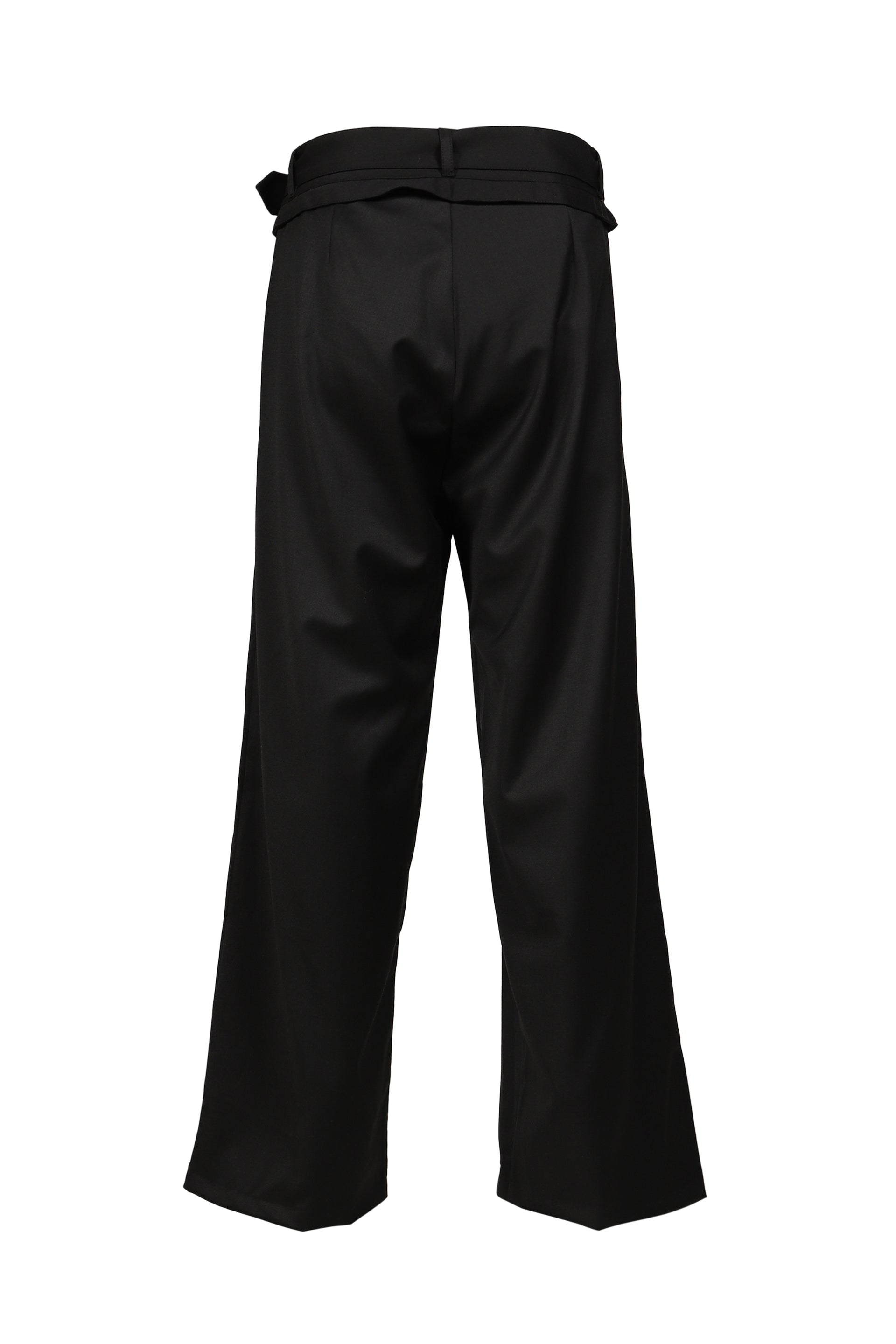 DOUBLE-BELT PLEATED TROUSERS / BLK