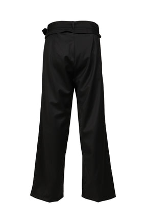 DOUBLE-BELT PLEATED TROUSERS / BLK