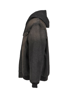 HOODED JACKET / WET BLK