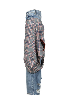 DOUBLE JEANS /  LWASH GRYCHECKED