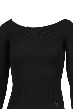 OFF SHOULDER RIB KNIT TOP / BLK
