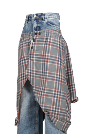 DOUBLE JEANS /  LWASH GRYCHECKED
