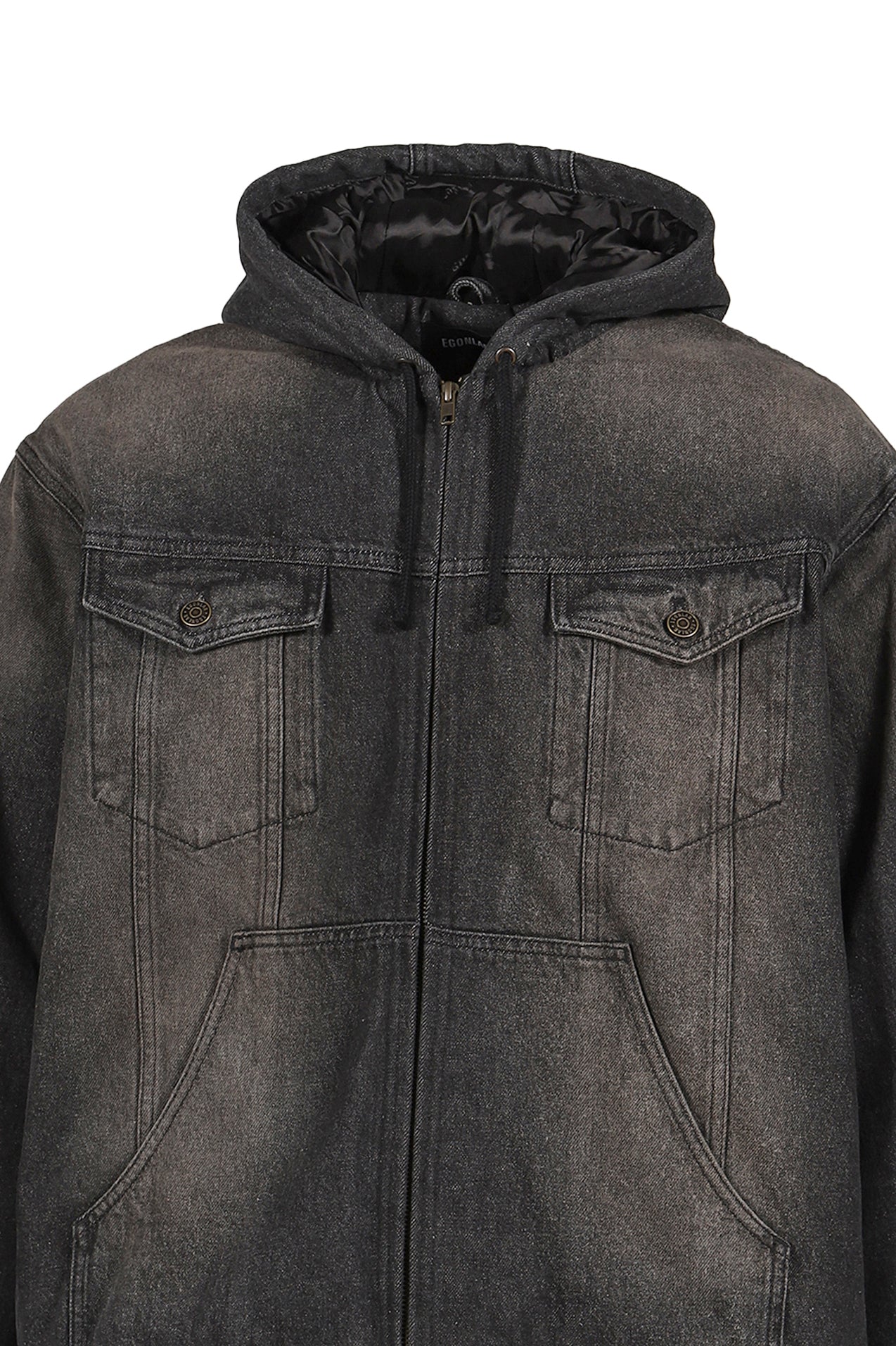 HOODED JACKET / WET BLK