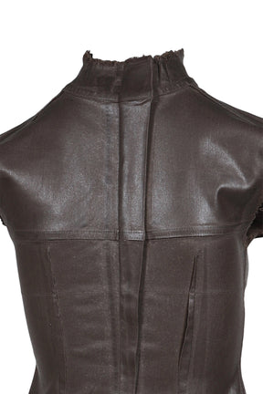 GLAZED DENIM ZIP TOP / BRW