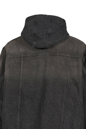 HOODED JACKET / WET BLK