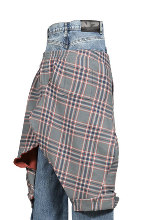 DOUBLE JEANS /  LWASH GRYCHECKED