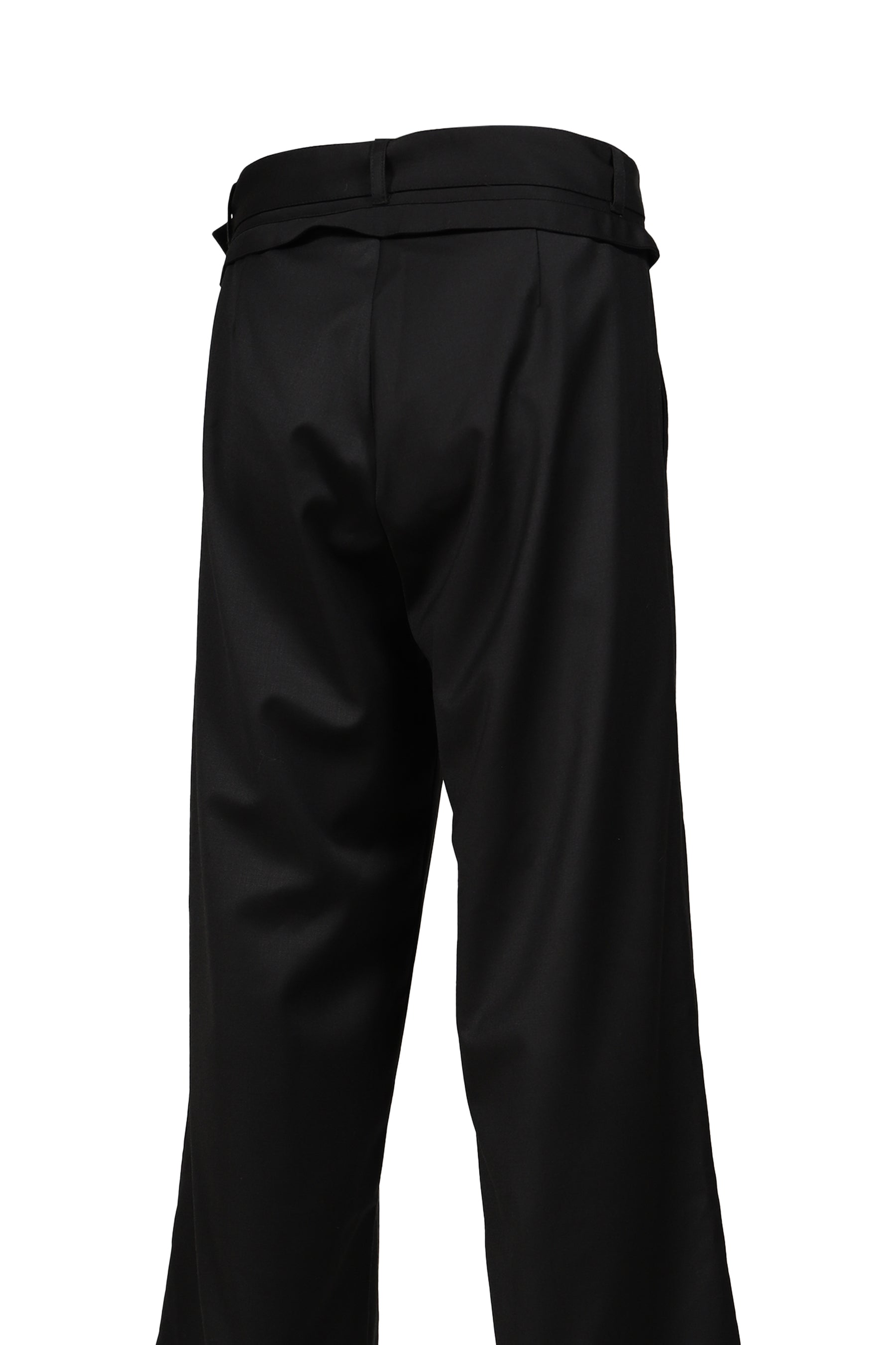 DOUBLE-BELT PLEATED TROUSERS / BLK