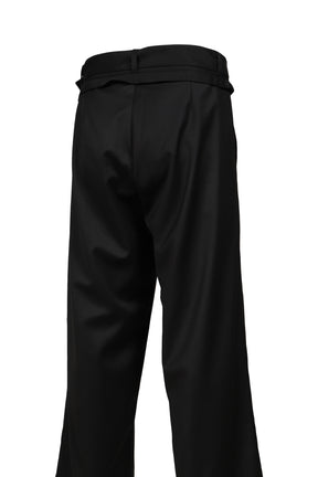 DOUBLE-BELT PLEATED TROUSERS / BLK