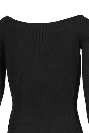 OFF SHOULDER RIB KNIT TOP / BLK