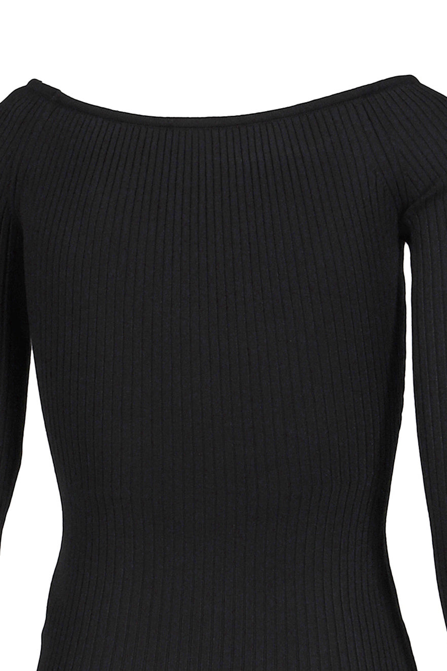 OFF SHOULDER RIB KNIT TOP / BLK
