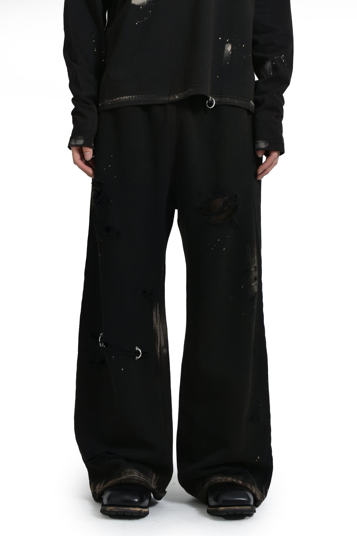 BLACK PIERCING DETAIL JERSEY JOGGERS / BLK