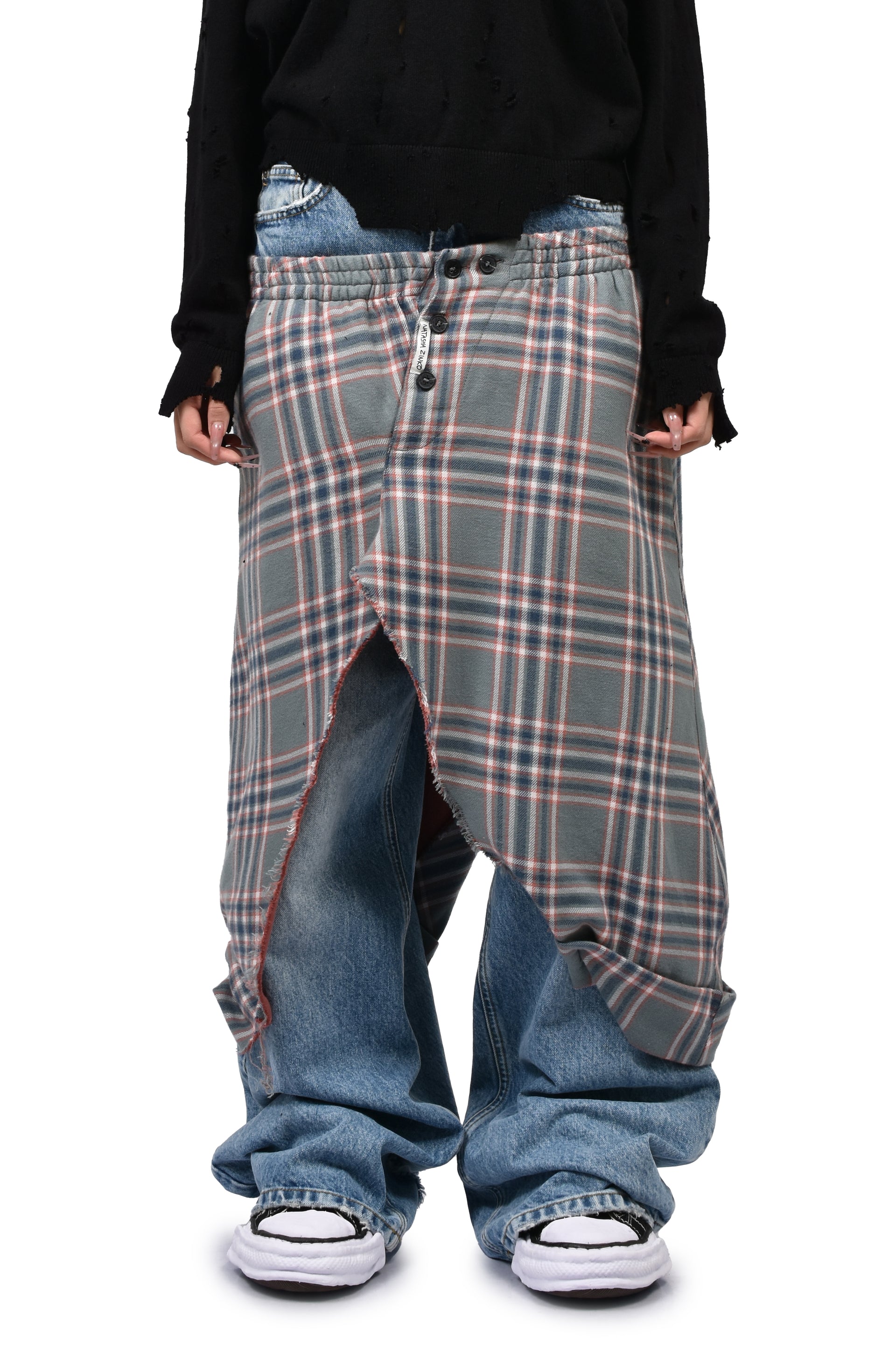 DOUBLE JEANS /  LWASH GRYCHECKED