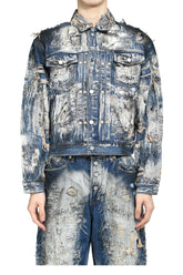 HARD-WASHED DAMAGED DENIM JACKET / BLU 
