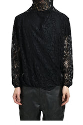 DRAPED LACE HOODIE / BLK